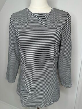 LAFAYETTE 148 NEW YORK Black and White Striped Long Sleeve Top, women’s size M